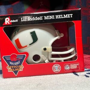 University of Miami autographed Riddell Mini Football Helmet